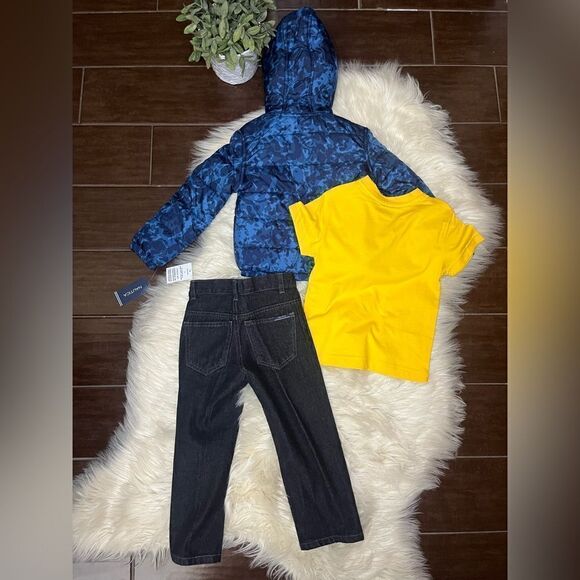 Nautica 3pc navy blue/yellow jean set sz 3T - Picture 3 of 3